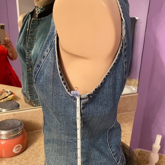 Denim and Velvet Vintage vest- hip and super cool and super sexy! - Picture 8 of 11